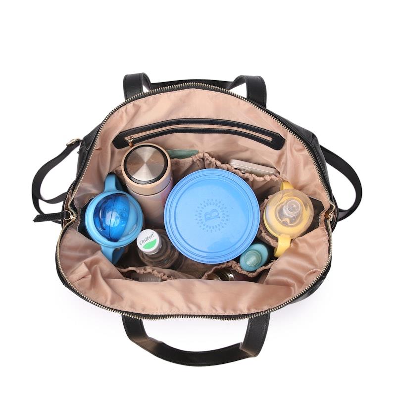 Hannah & Henry Chelsea Convertible Nappy Bag - Stylish Black Vegan Leather