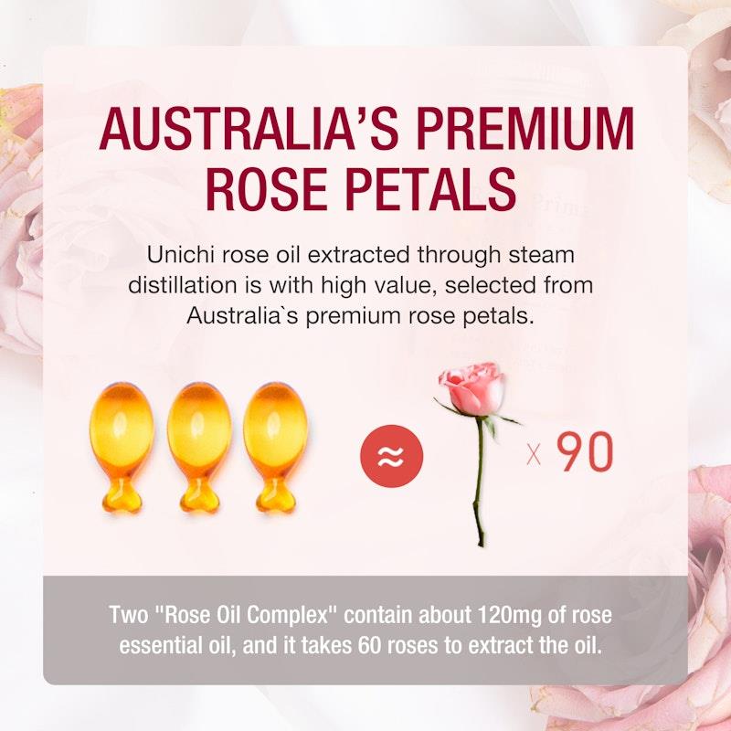 Unichi Rosa Prima Rose Oil Complex - 90 Softgels (3 Pack)