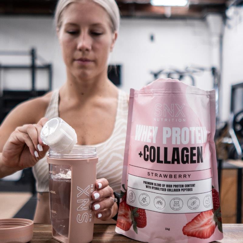 SNX Nutrition Strawberry Collagen Protein Powder 1kg - Natural Muscle Strength & Skin Support