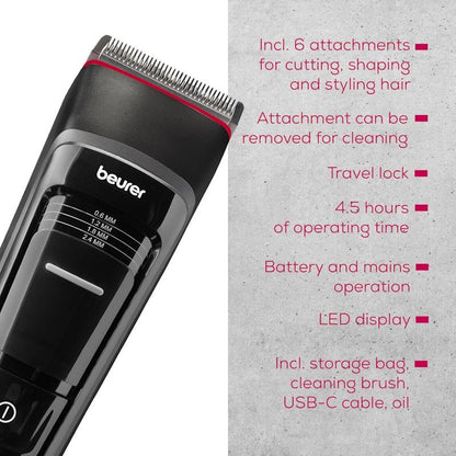Beurer MN5X Hair Clipper with 6 Attachments - 1 Unit-Auzzi Store