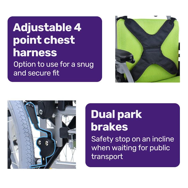 Equipmed Kids Premium Paediatric Wheelchair - Lightweight Aluminium Green-Auzzi Store