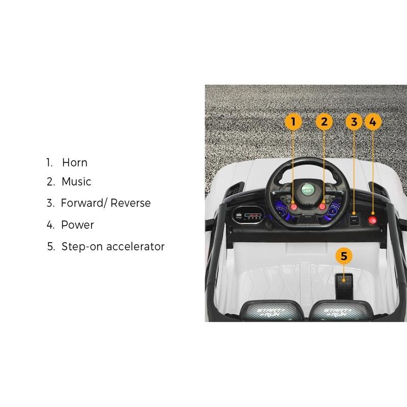 Mazam Kids Ride On Car - 12V Electric Remote Control Vehicle - White