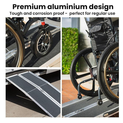 Equipmed 123cm Portable Folding Aluminium Access Ramp - Black