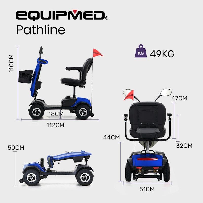 Equipmed Pathline Mid-Sized Electric Mobility Scooter - Blue