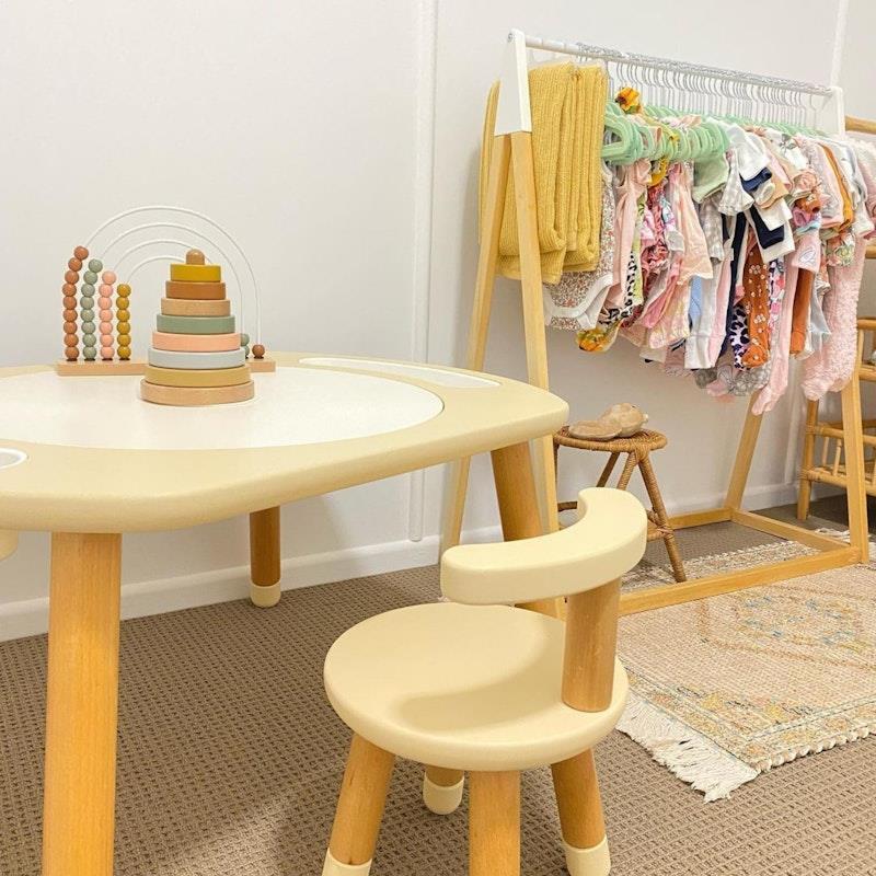 Riababy Play&Learn Activity Table Set with Adjustable Legs - Lego Duplo Compatible in Warm Beige