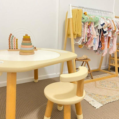 Riababy Play&Learn Activity Table Set with Adjustable Legs - Lego Duplo Compatible in Warm Beige