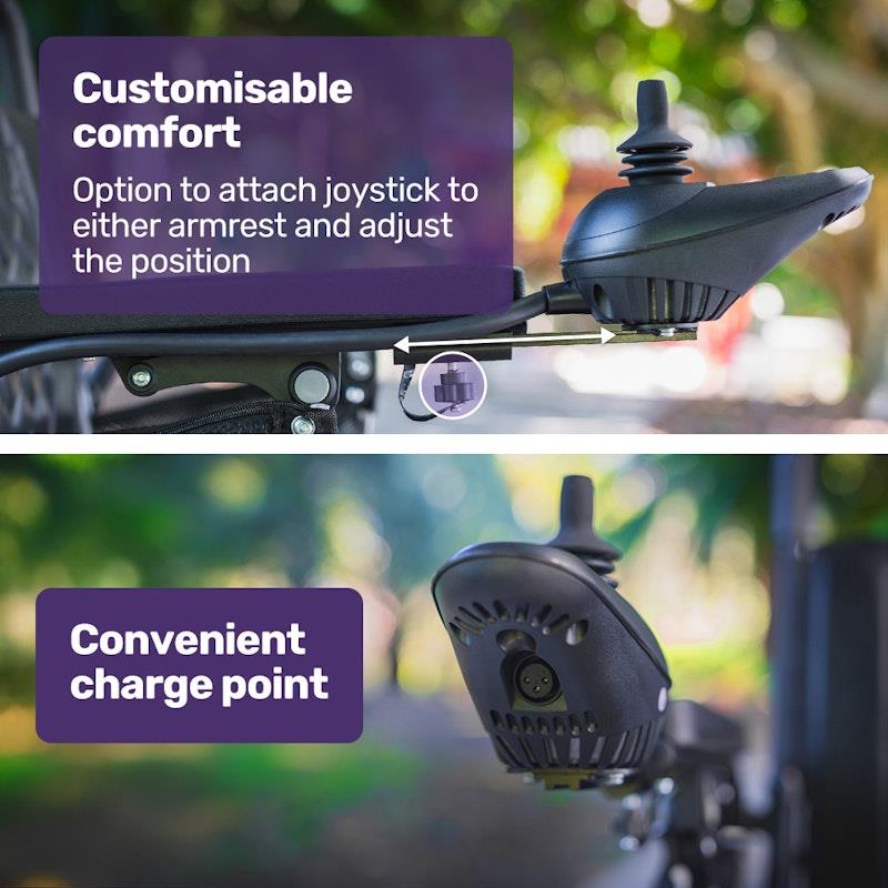 Equipmed Power Electric Wheelchair - Long Range, Airline Approved, Folding, Aluminium Frame - Blue