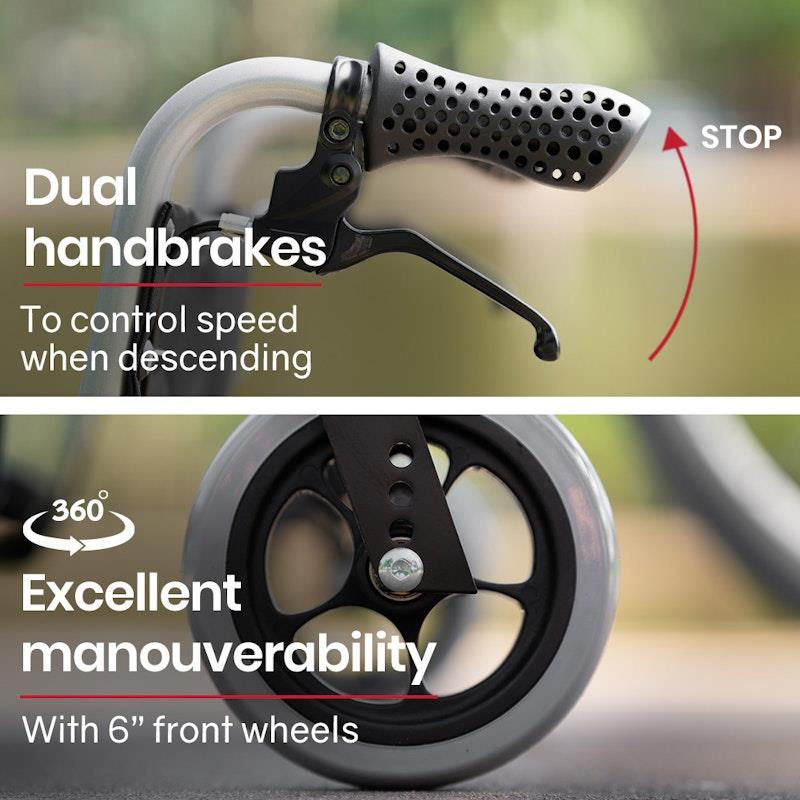 Equipmed 24 Inch Folding Wheelchair with Brakes - Black