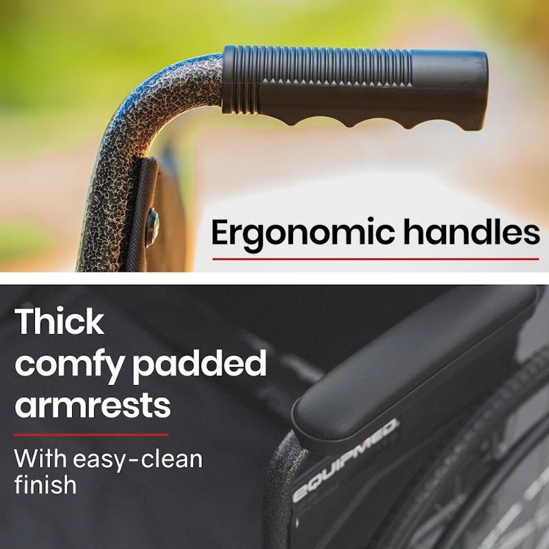 Equipmed 24 Inch Folding Wheelchair - X-Large Dark Grey