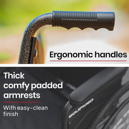 Equipmed 24 Inch Folding Wheelchair - X-Large Dark Grey