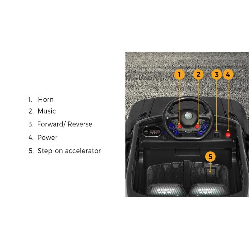 Mazam 12V Electric Ride On Car Vehicle Toy with Remote Control - Black-Auzzi Store