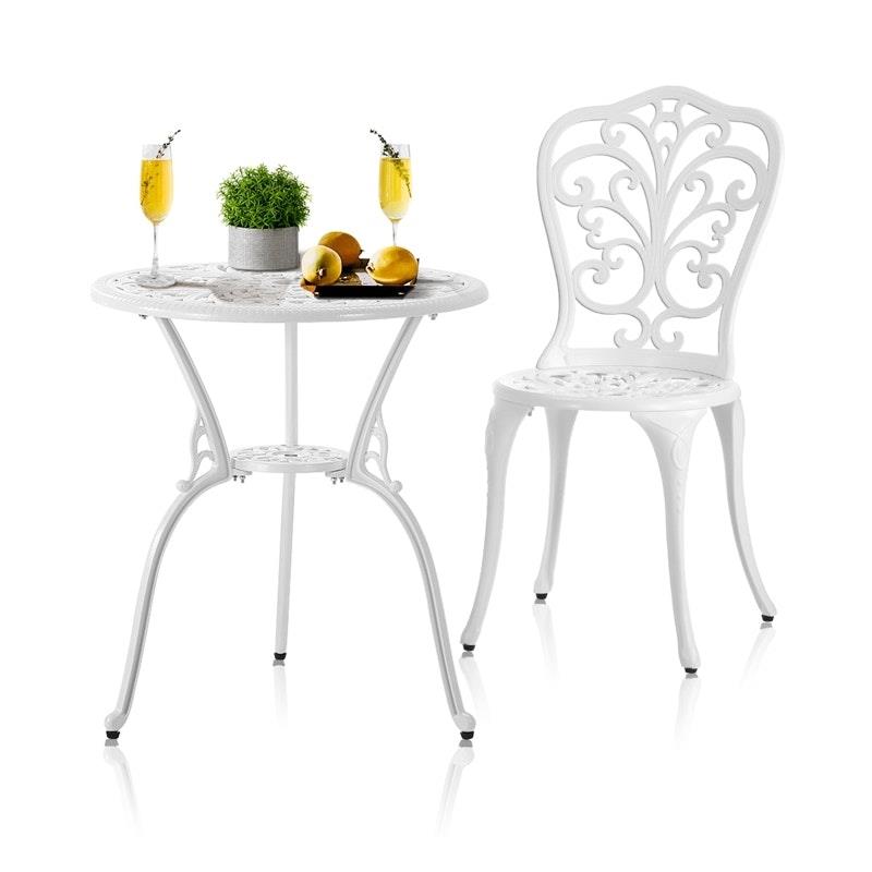 Livsip 3-Piece Outdoor Bistro Set - Elegant White Patio Dining Chairs & Table