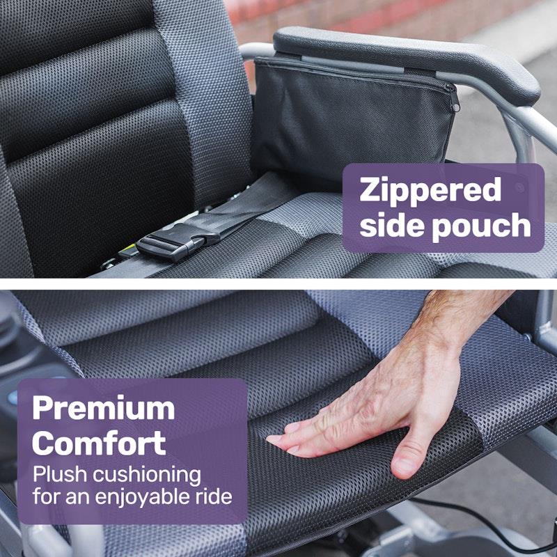 Equipmed Power Electric Wheelchair - Longrange Auto Recline (Grey & Black)