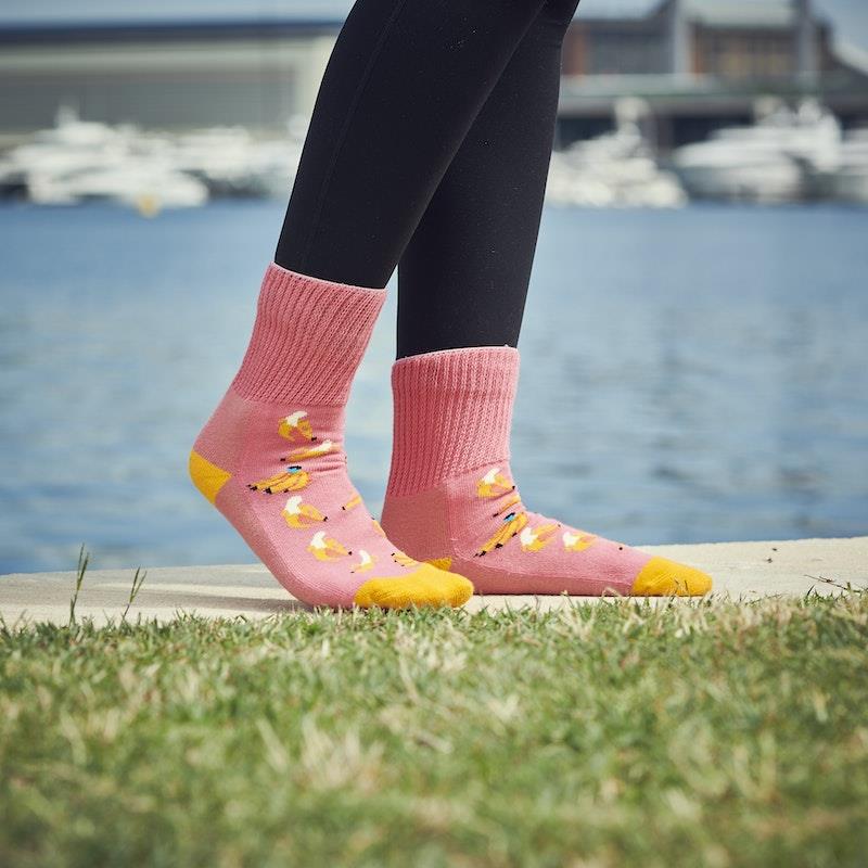 Glucology Copper-Infused Socks - 2 Pairs (Large) - Fun Banana Design