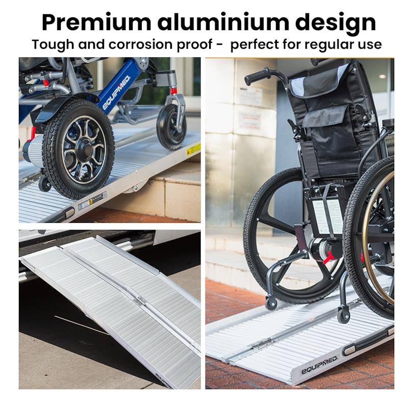 Equipmed 123cm Portable Folding Aluminium Access Ramp - Silver