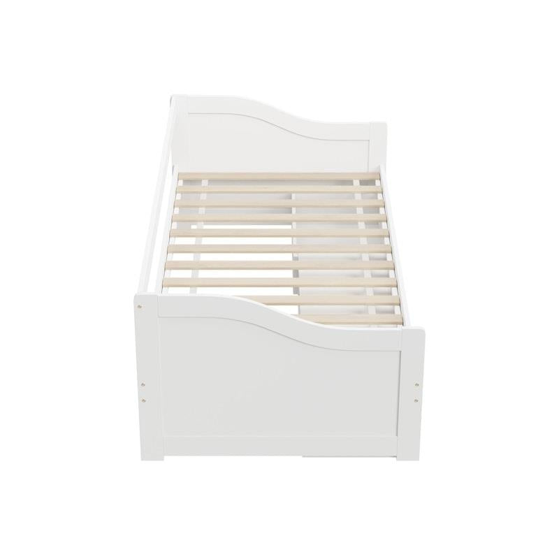 Oikiture Kids Day Bed Frame with Trundle & Storage Drawers - White-Auzzi Store