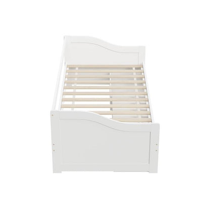 Oikiture Kids Day Bed Frame with Trundle & Storage Drawers - White-Auzzi Store