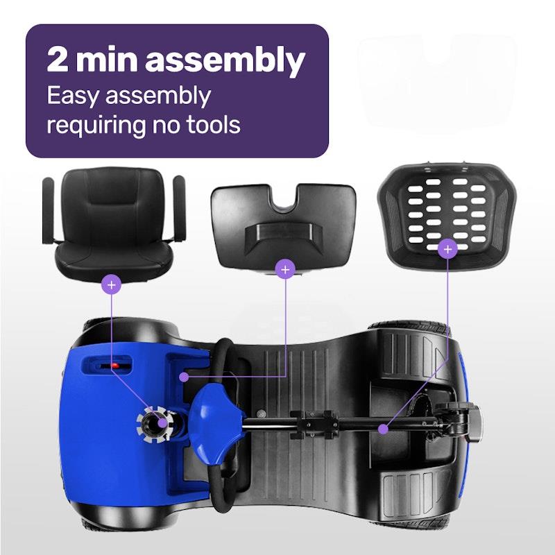 Equipmed Freeroam+ Mid-Sized Foldable Electric Lithium Mobility Scooter - Blue