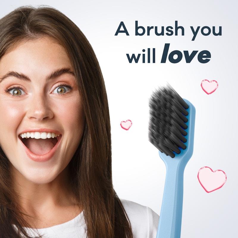 Grin 100% Recycled Charcoal-Infused Toothbrush - 4 Pack Purple (Medium)