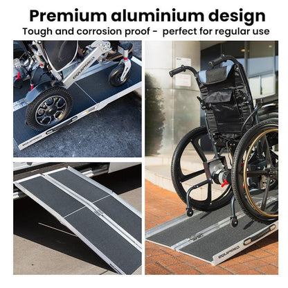 Equipmed 152cm Portable Folding Aluminium Access Ramp - Black