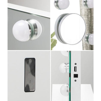 Oikiture Bluetooth Hollywood Makeup Mirror with 18 LED Lights - White