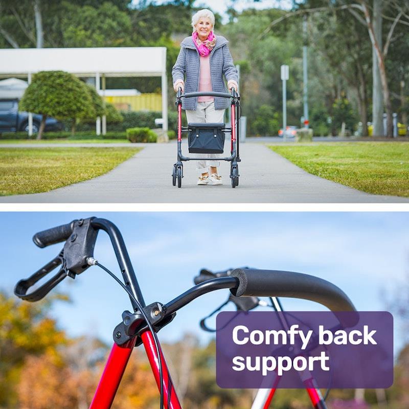 Equipmed 4 Wheel Lightweight Rollator Walker - Red