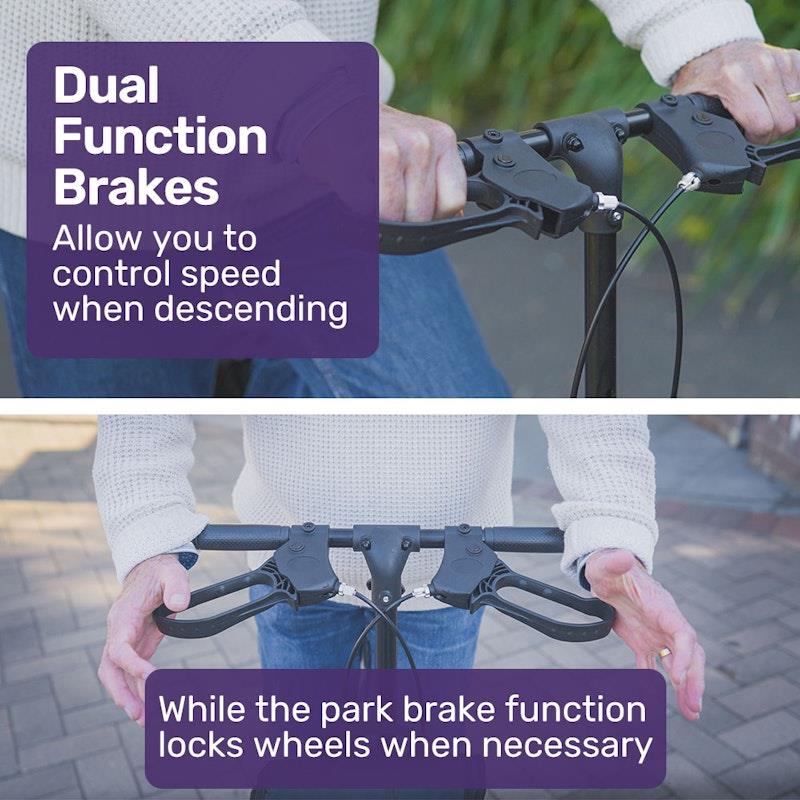 Equipmed Knee Scooter Walker with Dual Brakes & Bag - Red