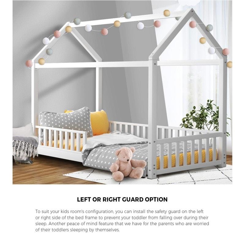 Oikiture Corie House Bed Frame for Kids - Wooden Timber Single