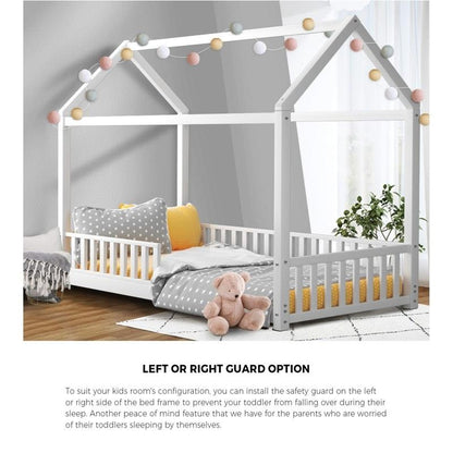 Oikiture Corie House Bed Frame for Kids - Wooden Timber Single