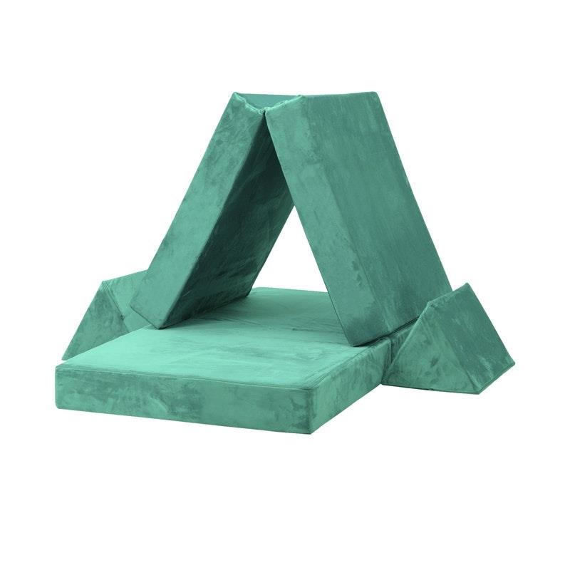 Oikiture 4-Piece Kids Play Couch Modular Lounge Cushion Convertible Playset - Green