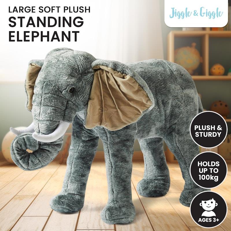 Jiggle & Giggle Large Standing Soft Plush Toy Elephant - 1 Piece