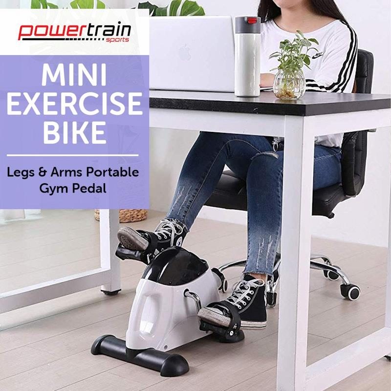 Powertrain Mini Exercise Bike Pedal Exerciser for Arms and Legs - White