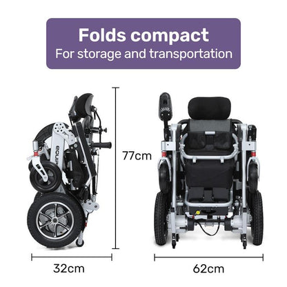 Equipmed Power Electric Wheelchair - Folding, Airline Approved, Recline Adjustment