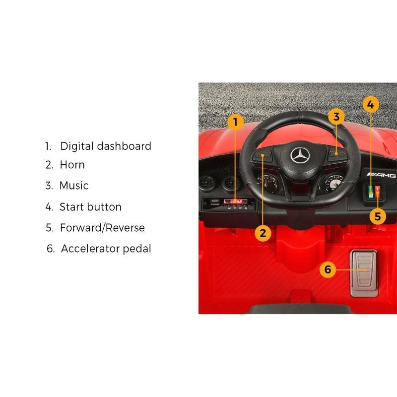 Mercedes-Benz Kids Ride On Car AMG GTR - Licensed Electric Toy Gift (12V Red)-Auzzi Store