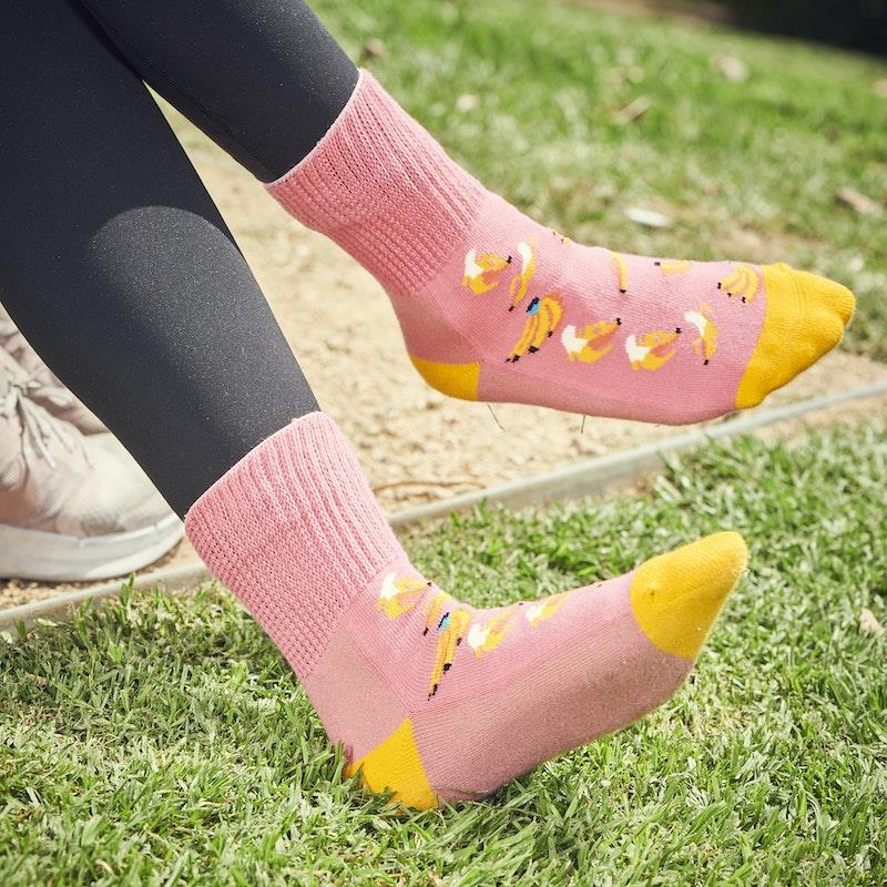 Glucology Copper-Infused Socks - 2 Pairs (Medium) - Fun Banana Design