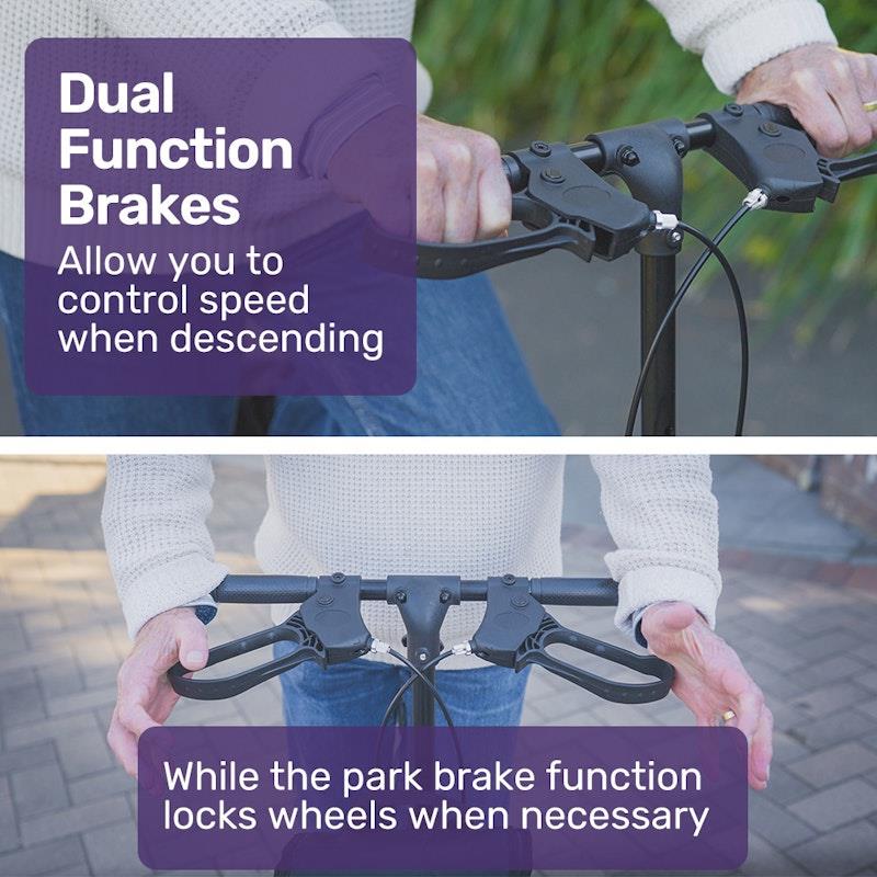 Equipmed Knee Scooter Walker with 10 Inch Tyres & Dual Brakes - Titanium Colour