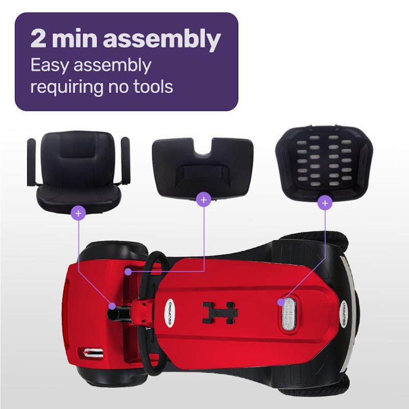 Equipmed Pathline Mid-Sized Electric Mobility Scooter for Elderly - Red