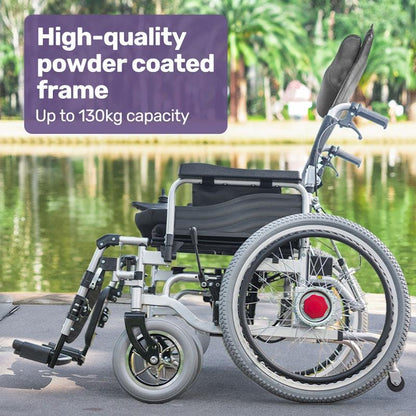 Equipmed Power Electric Wheelchair - XL Wide Bariatric Chair with Recline Adjustment