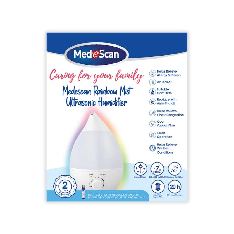 MedeScan Rainbow Mist Humidifier + Multifunction Thermometer Bundle