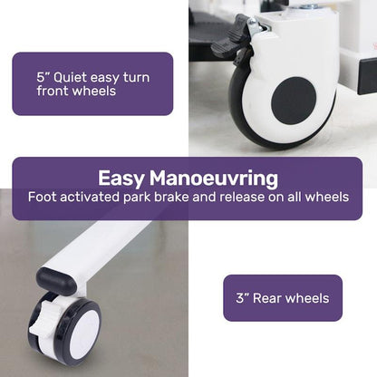 Equipmed 4 In1 Patient Lift Transfer Chair - White & Grey