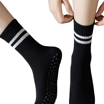 High Heel Jungle Varsity Premium Combed Cotton Full Grip Pilates/Yoga Socks - Black & White Bundle-Auzzi Store