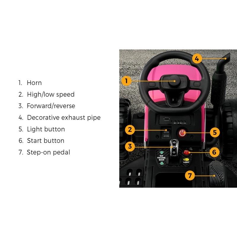 Mazam Kids 12V Electric Ride On Car Tractor with Remote Control - Pink-Auzzi Store