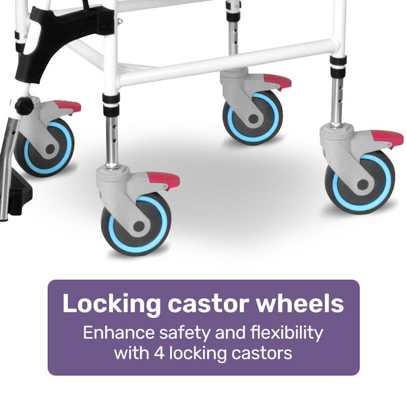 Equipmed Rolling Commode Shower Chair with Wheels - Black