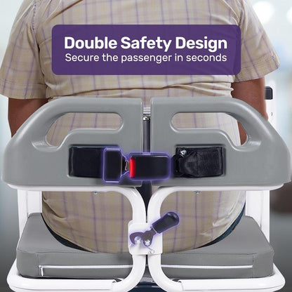 Equipmed 4 In1 Patient Lift Transfer Chair - White & Grey