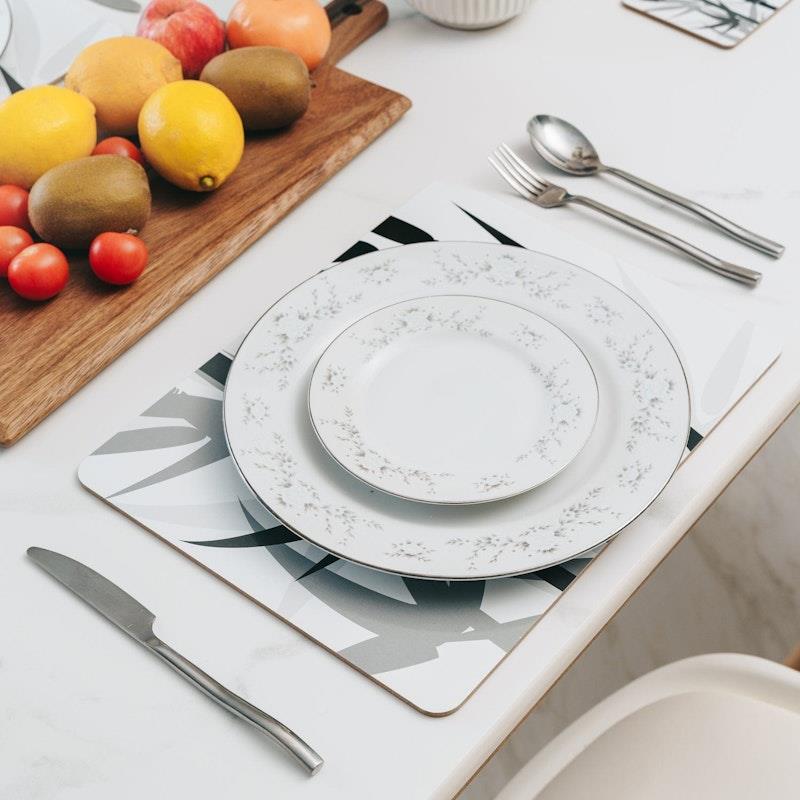 Clevinger 8-Piece MDF Placemats and Coasters - Bamboo Design