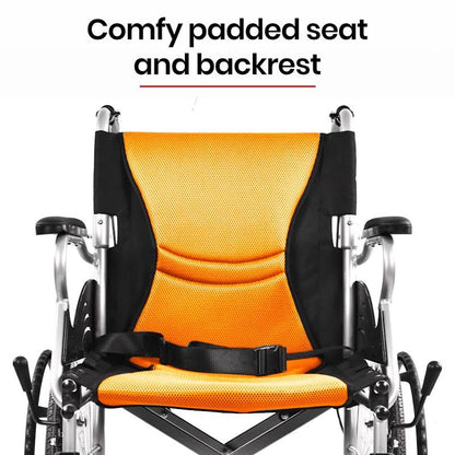 Equipmed 20 Inch Folding Aluminium Wheelchair - Orange