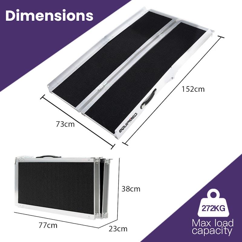 Equipmed 152cm Portable Folding Aluminium Access Ramp - Black