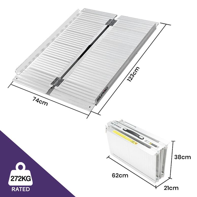 Equipmed 123cm Portable Folding Aluminium Access Ramp - Silver