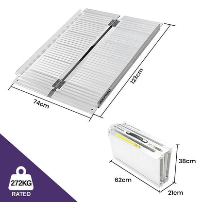 Equipmed 123cm Portable Folding Aluminium Access Ramp - Silver