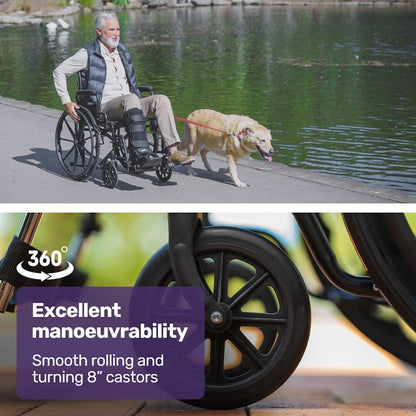 Equipmed 24 Inch Folding Wheelchair - X-Large & Comfortable